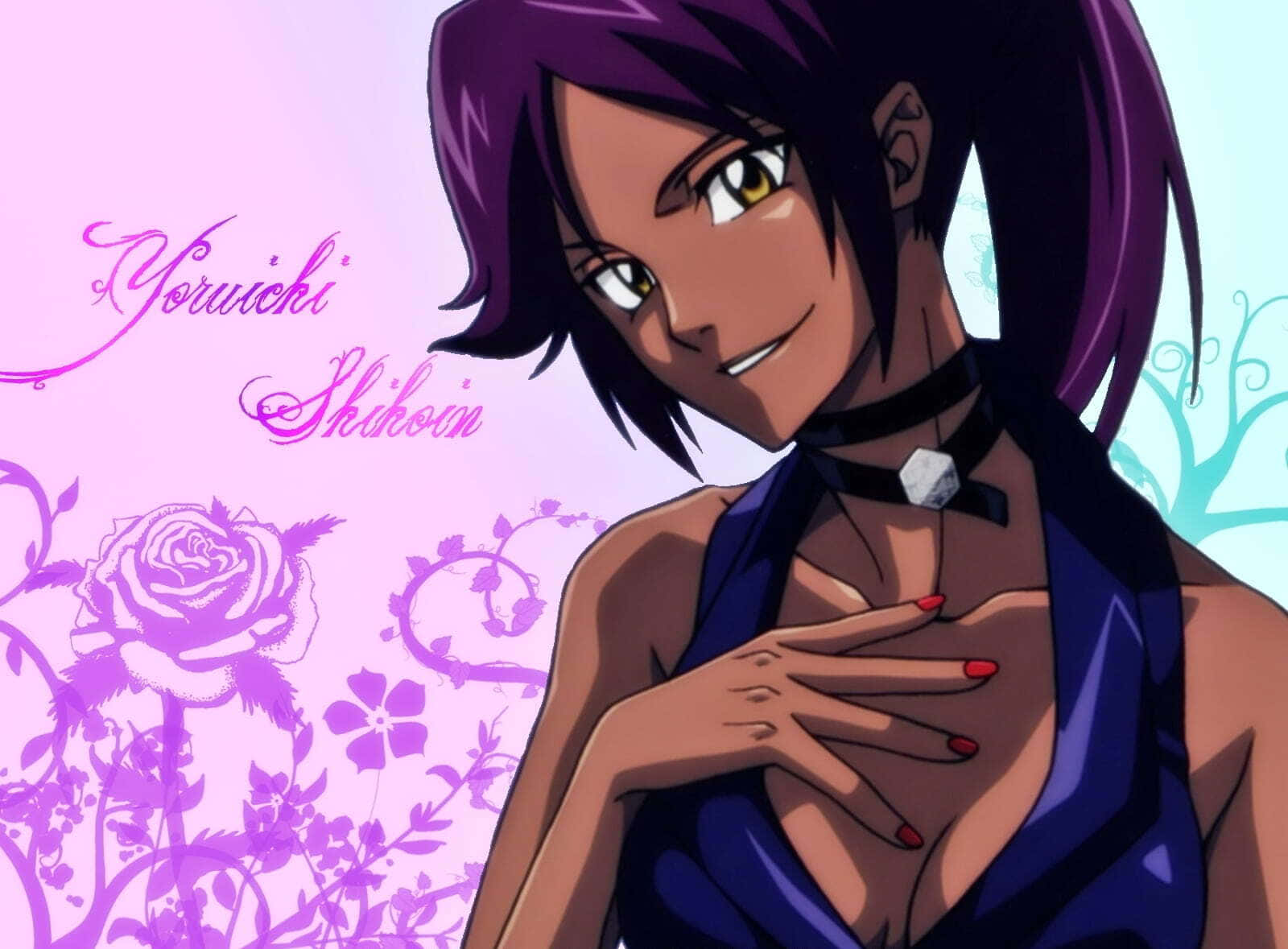 Yoruichi Shihoin, purple hair, yellow eyes, HD Desktop Wallpaper