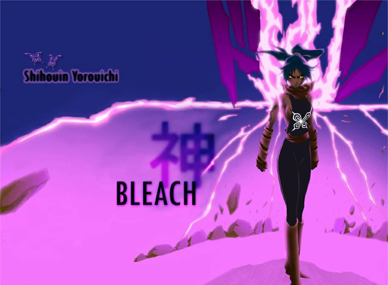 Yoruichi Shihoin, glowing purple cliff, electric energy, HD Desktop Wallpaper
