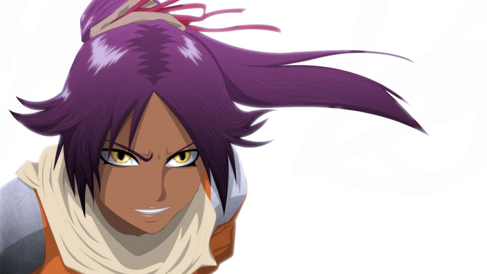 Yoruichi Shihoin, vibrant purple hair, sharp yellow eyes, Full HD Desktop Wallpaper