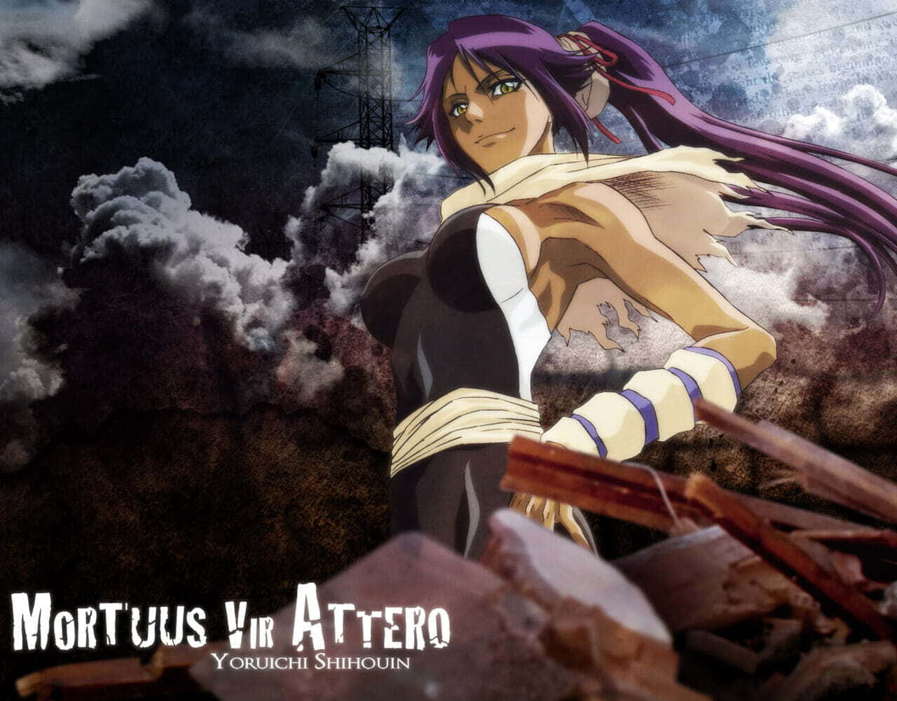 Yoruichi Shihoin, purple hair, rubble, HD Desktop Wallpaper