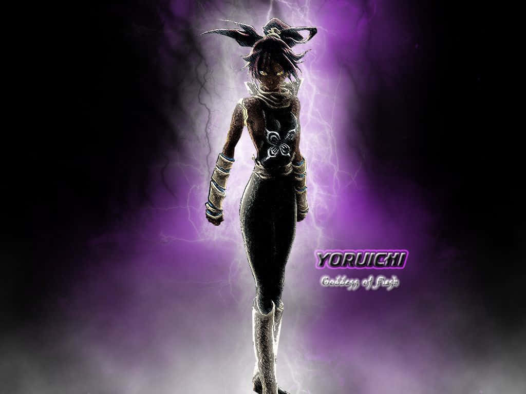 Yoruichi Shihoin, anime warrior, crackling purple lightning, SD Desktop Wallpaper