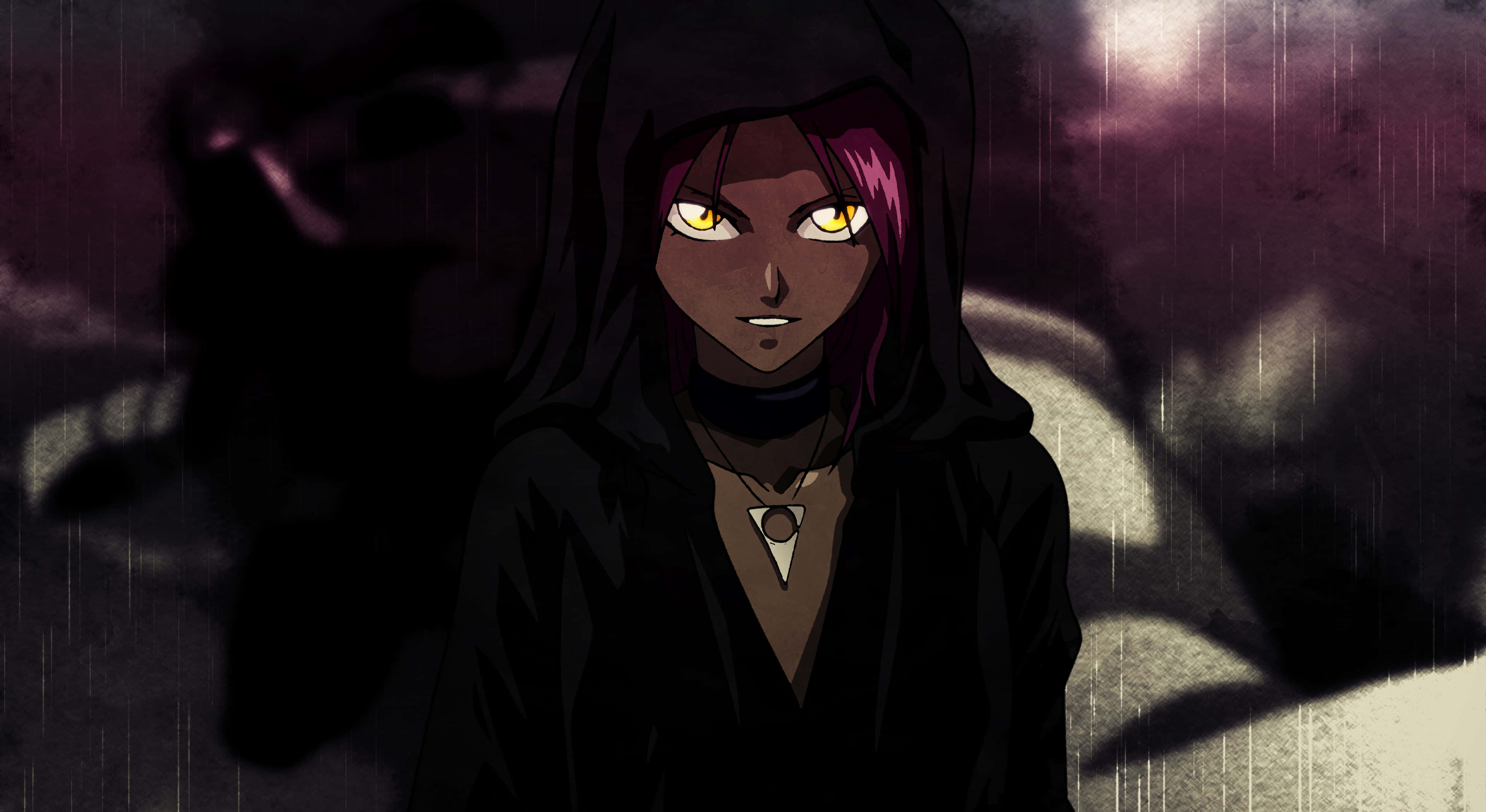 Yoruichi Shihoin, ultimate form, glowing yellow eyes, 4K Desktop Wallpaper