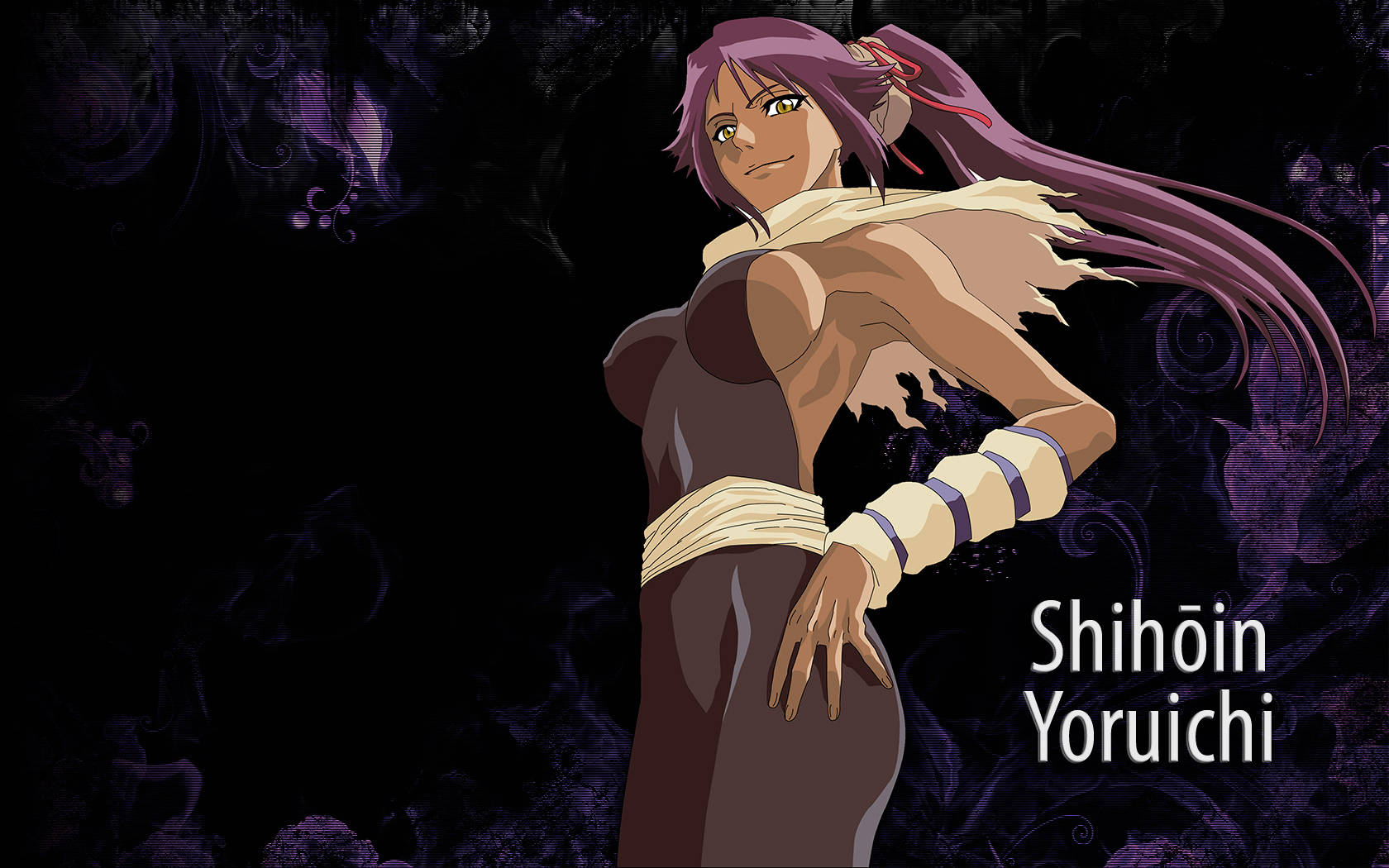 Yoruichi Shihoin, long purple hair, bandaged arms, HD Desktop Wallpaper
