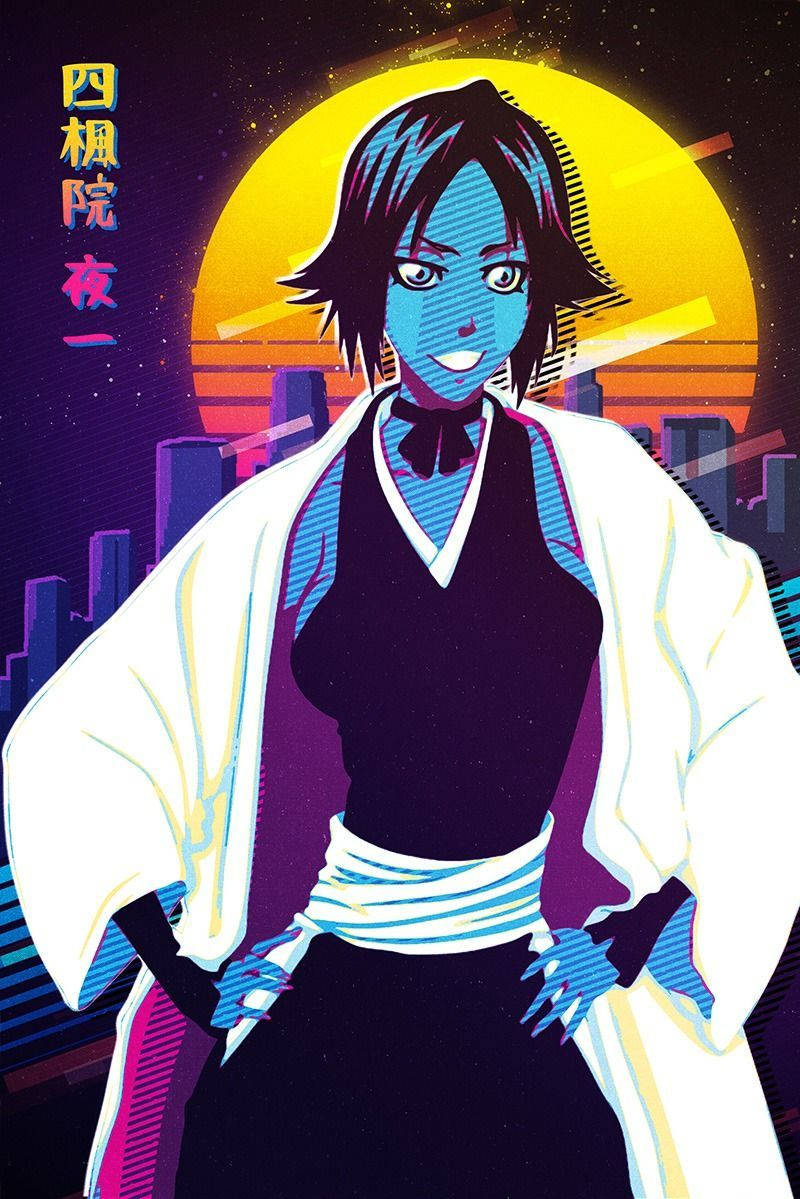 Yoruichi Shihouin, blue-skinned, white robe, SD Phone Wallpaper