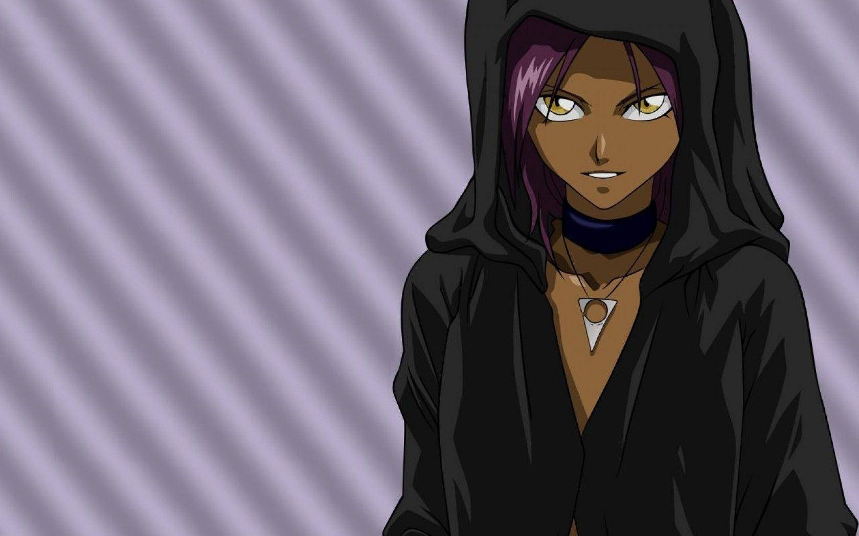 Yoruichi Shihouin, purple hair, glowing yellow eyes, HD Desktop Wallpaper