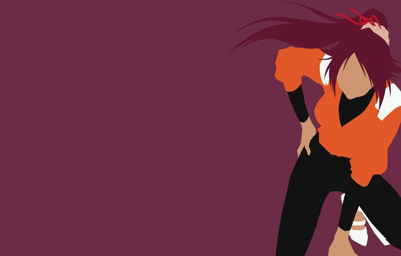 Yoruichi Shihouin, maroon hair, orange top, HD Desktop Wallpaper