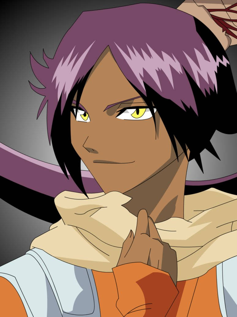 Yoruichi Shihouin, spiky purple hair, yellow eyes, SD Phone Wallpaper