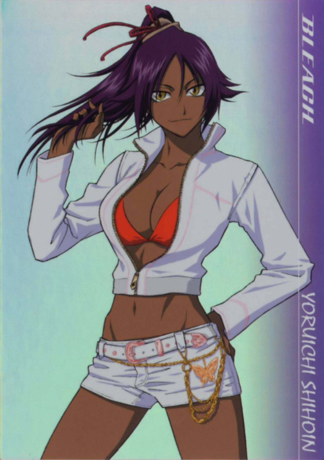 Yoruichi Shihouin, purple hair, yellow eyes, HD Phone Wallpaper