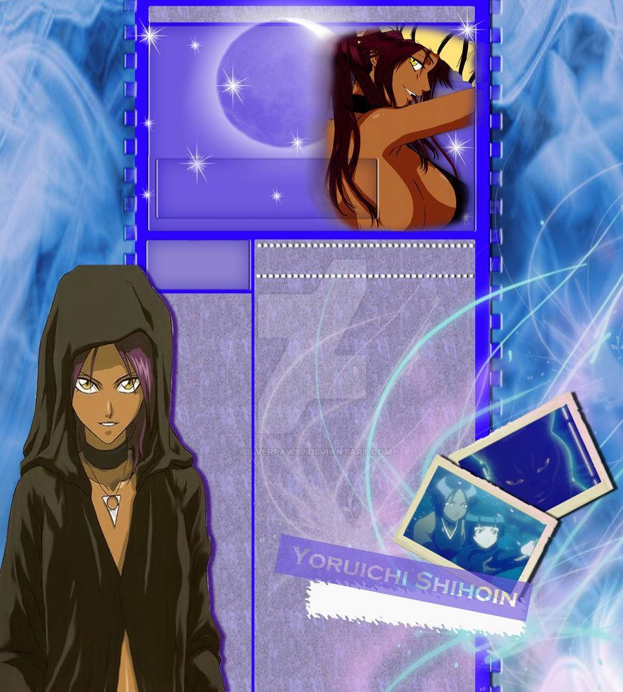 Yoruichi Shihouin, hoodie, glowing blue collage, SD Phone Wallpaper