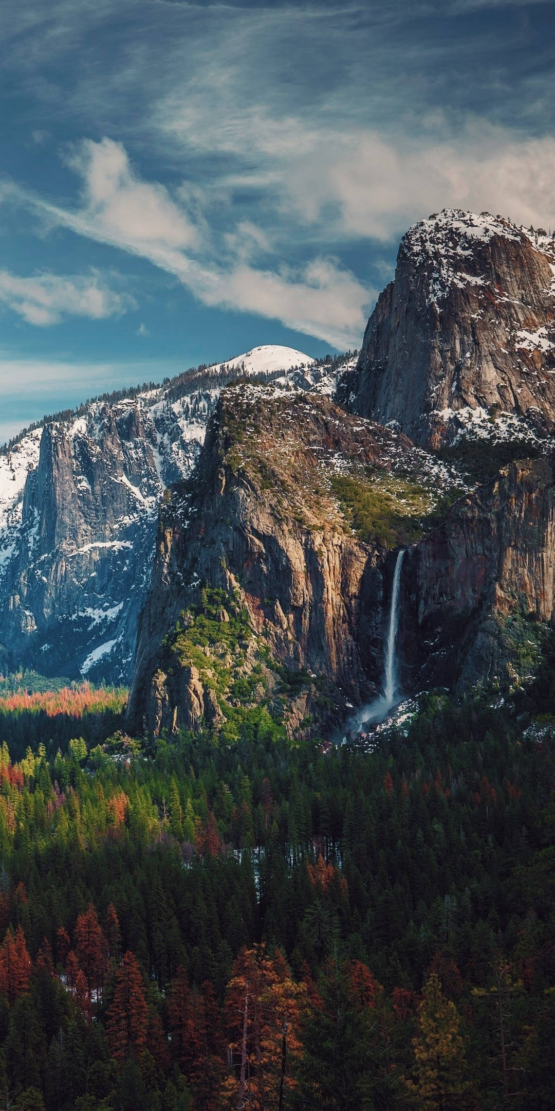 Yosemite, waterfall, rugged cliff face, Full HD Phone Wallpaper