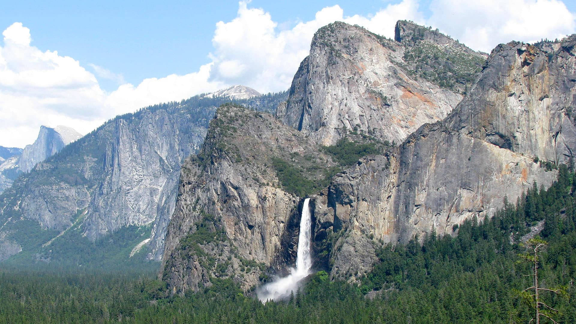 Yosemite National Park, waterfall, granite cliff, Full HD Desktop Wallpaper