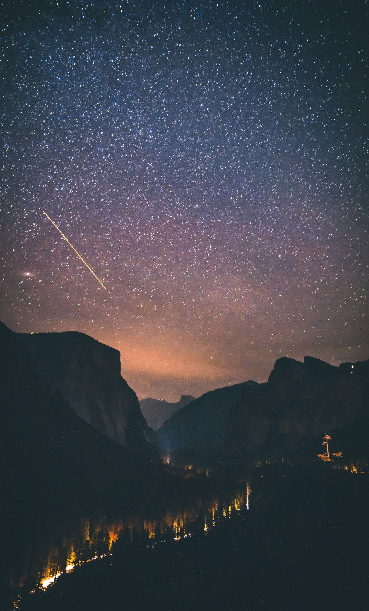 Yosemite, iPhone, starry night sky, Full HD Phone Wallpaper