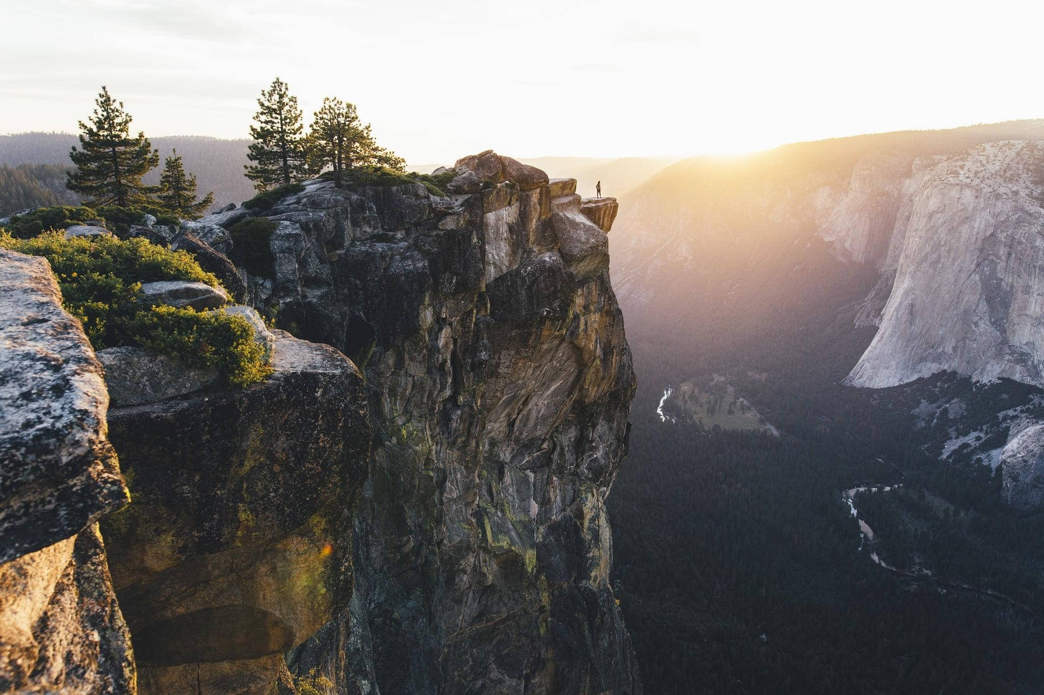 Yosemite National Park, twilight, rugged cliff edge, Full HD Desktop Wallpaper