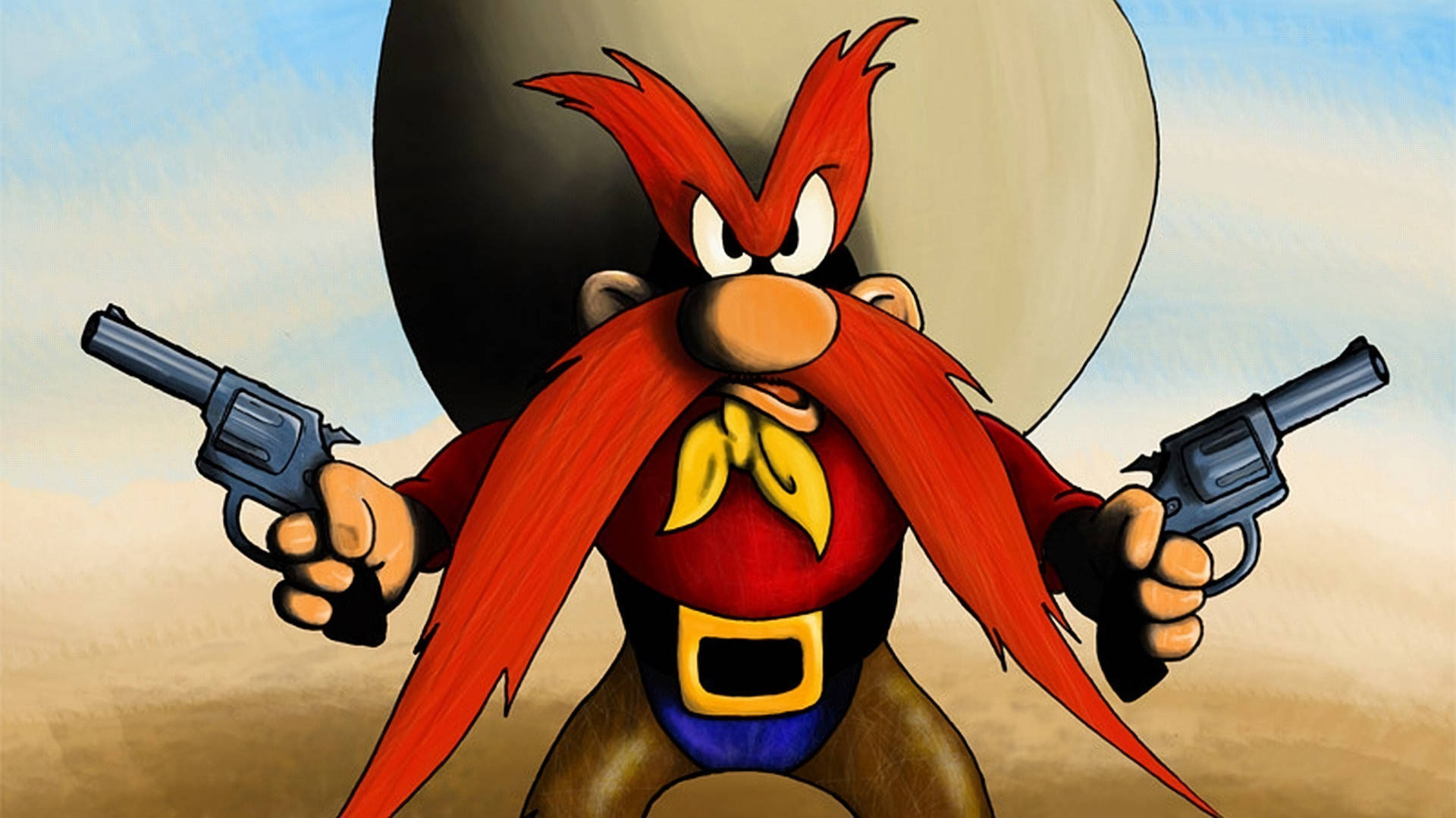 Yosemite Sam, double pistols, red crest, Full HD Desktop Wallpaper