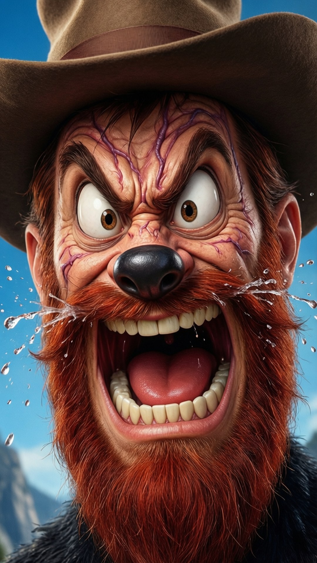 Yosemite Sam, red-bearded man, brown cowboy hat, Full HD Phone Wallpaper