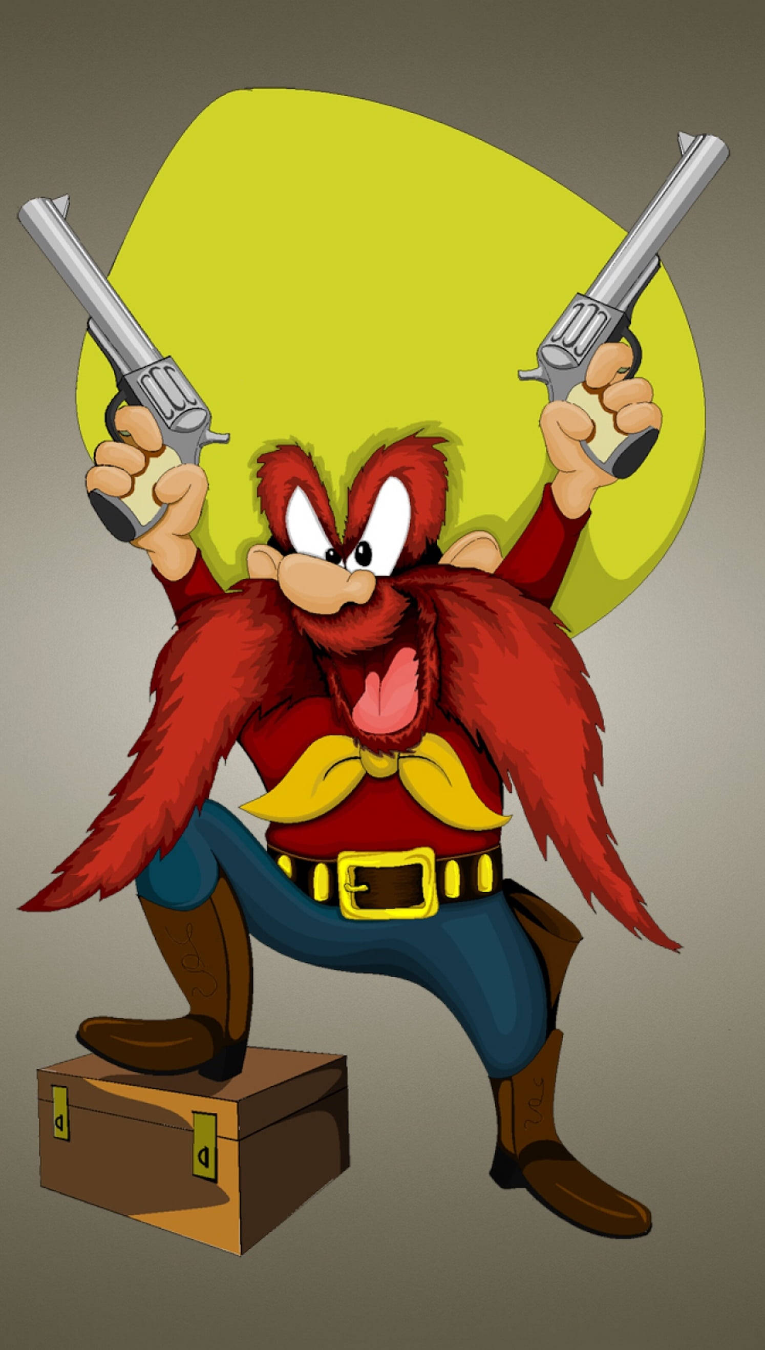Yosemite Sam, cowboy outfit, revolvers, 2K Phone Wallpaper