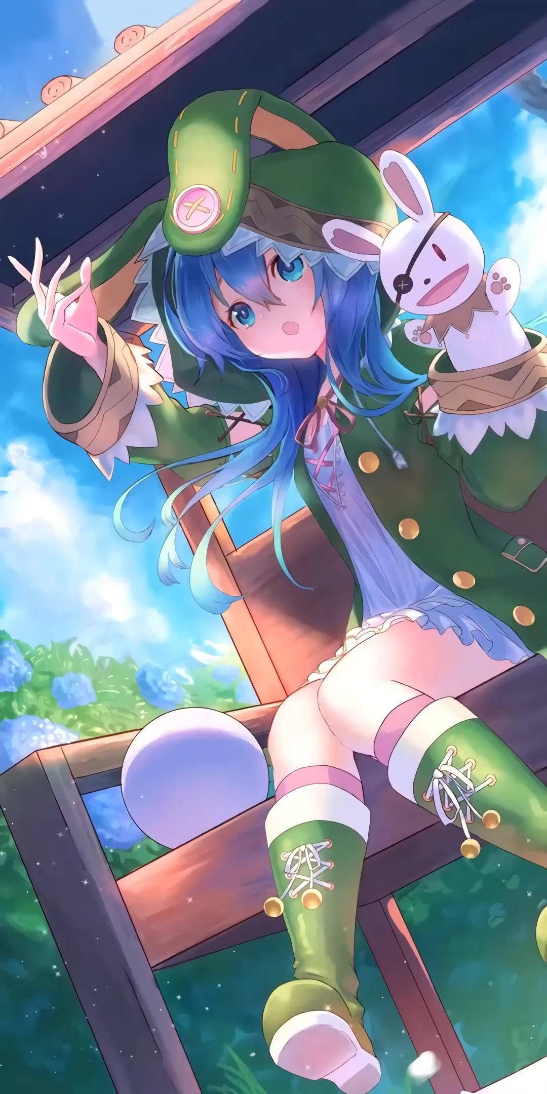 Yoshino Himekawa, rabbit costume, blue-haired anime girl, Full HD Phone Wallpaper