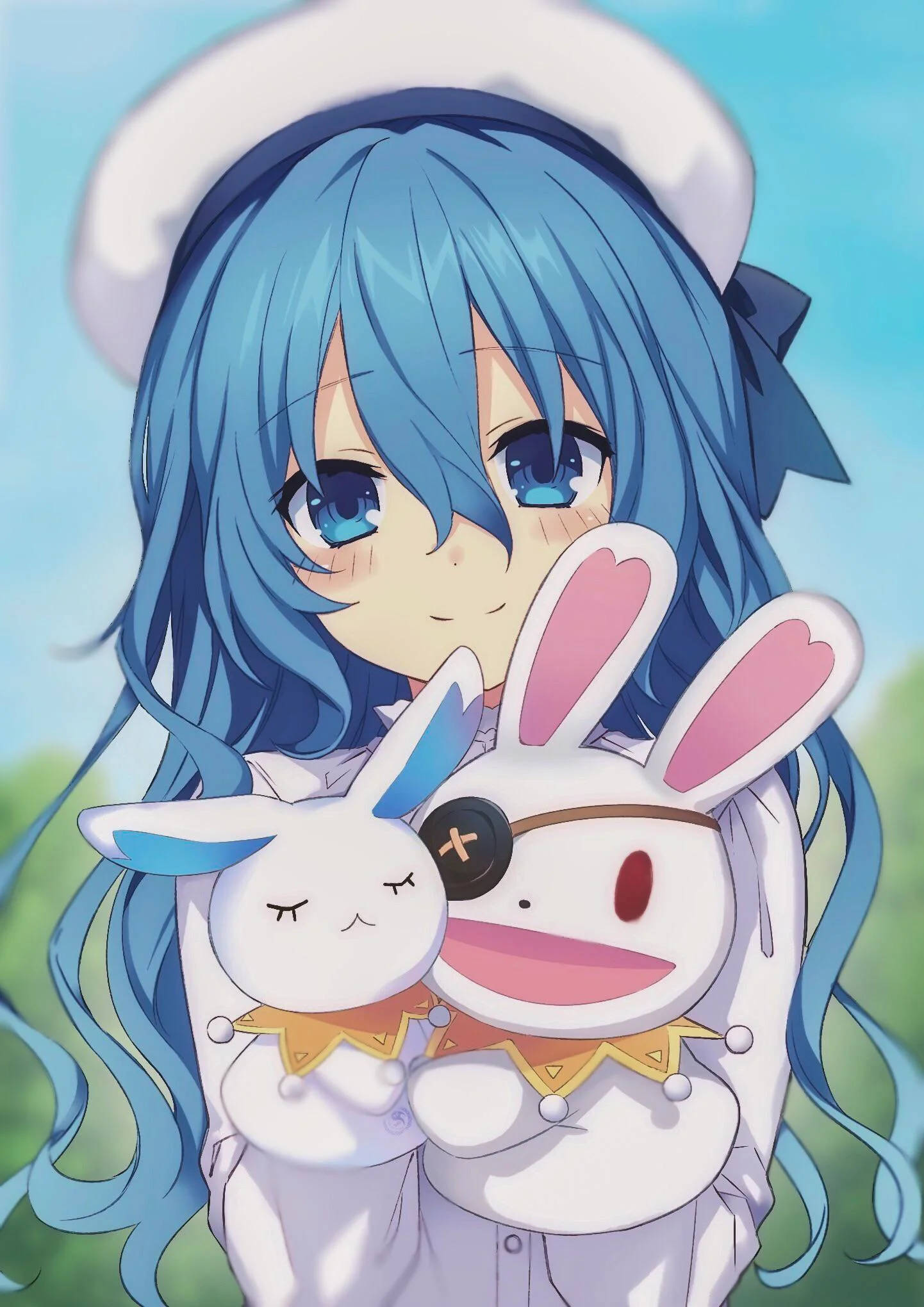 Yoshino Himekawa, blue-haired anime girl, white nurse outfit, Full HD Phone Wallpaper