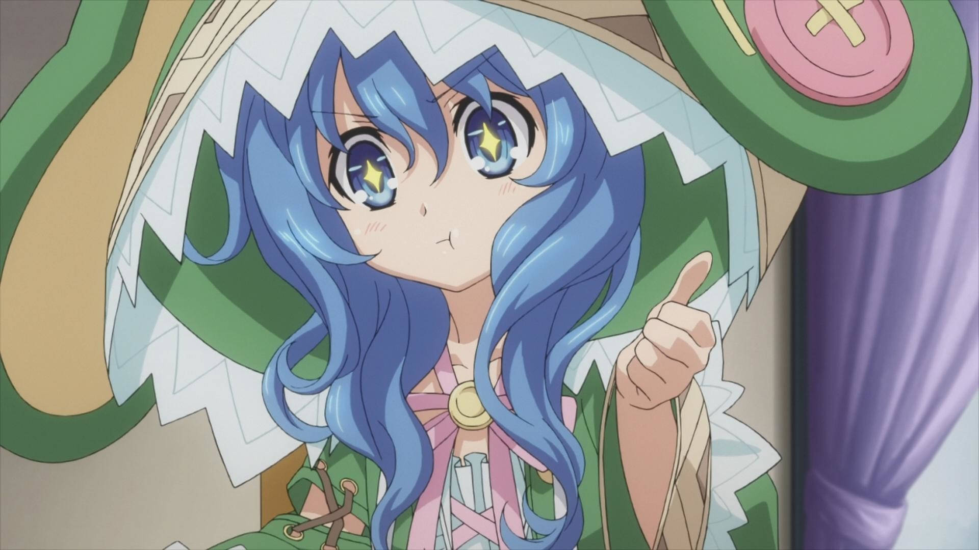 Yoshino Himekawa, blue hair, starry eyes, Full HD Desktop Wallpaper