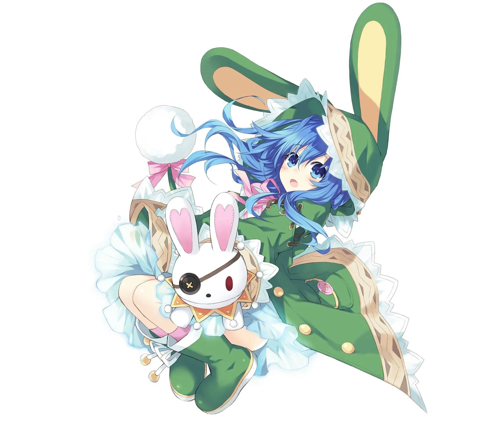 Yoshino Himekawa, blue-haired anime girl, green bunny outfit, HD Desktop Wallpaper