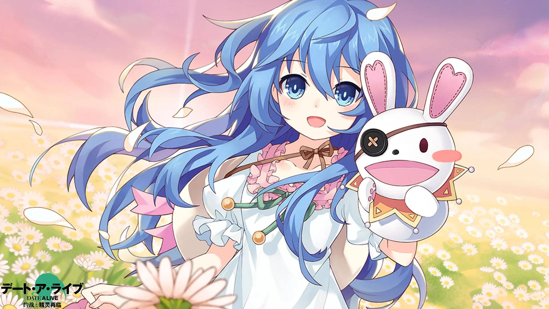 Yoshino Himekawa, blue hair, horns, Full HD Desktop Wallpaper