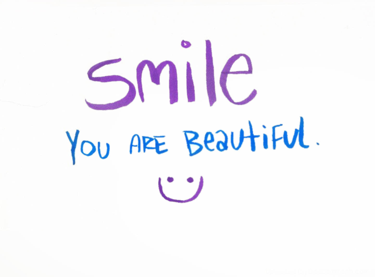 smile you are beautiful, purple, blue, HD Desktop Wallpaper