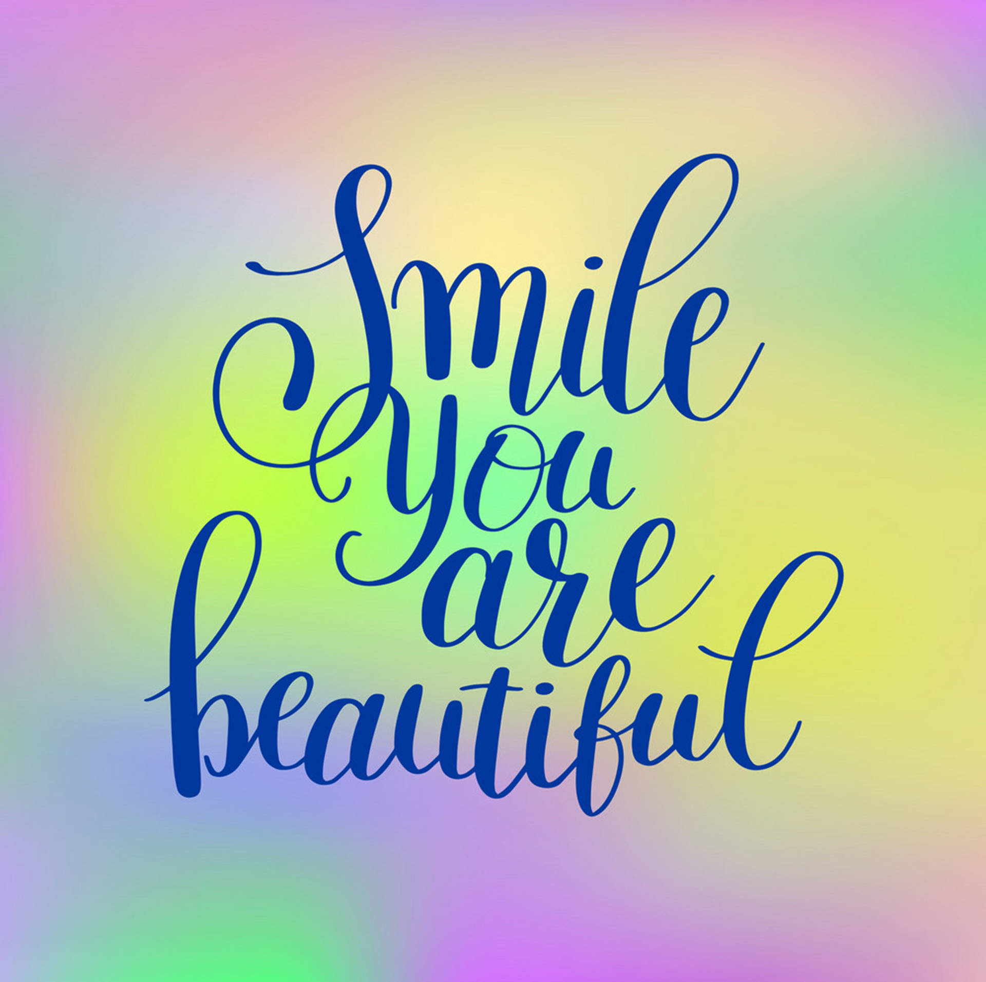 You Are Beautiful, blue cursive text, Smile You are beautiful, Full HD Desktop Wallpaper