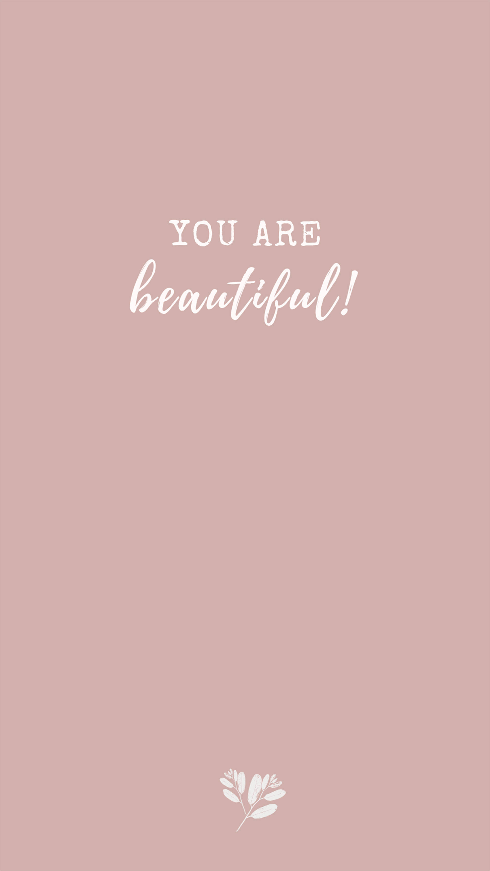 You Are Beautiful, satin pink, white text, 2K Phone Wallpaper