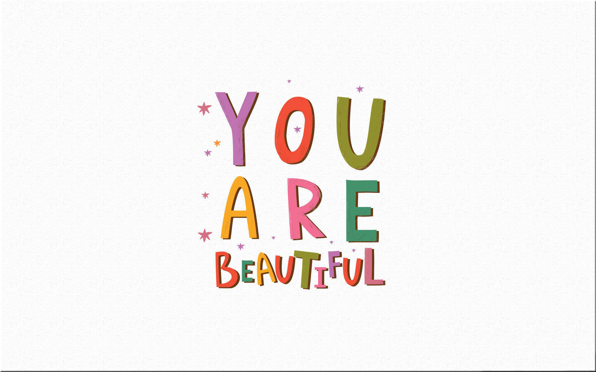 YOU ARE BEAUTIFUL, colorful 3d letters, tiny stars, Full HD Desktop Wallpaper