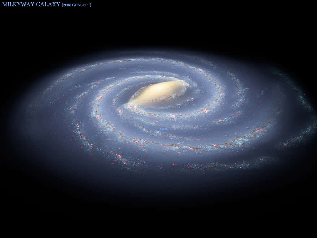 You Are Here Galaxy, glowing blue arms, bright yellow core, SD Desktop Wallpaper