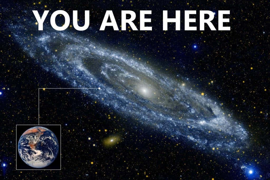 You Are Here Galaxy, spiral galaxy, Earth, SD Desktop Wallpaper