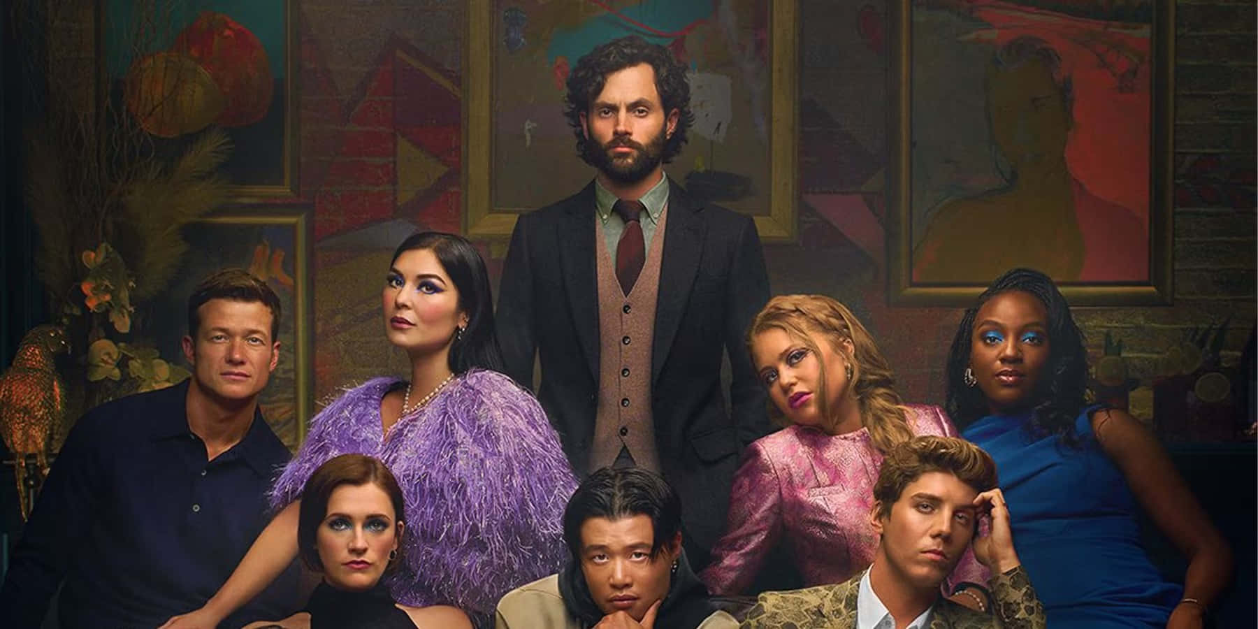 You Season 4, cast portrait, ornate paintings, HD Desktop Wallpaper