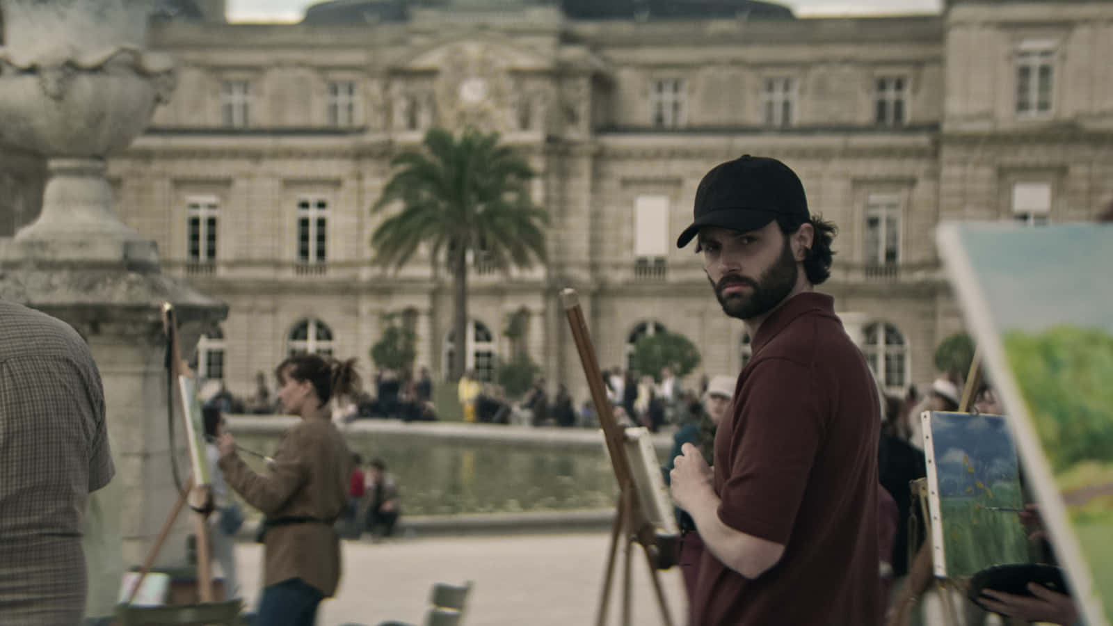 You Season 4, bearded artist, black cap, HD Desktop Wallpaper