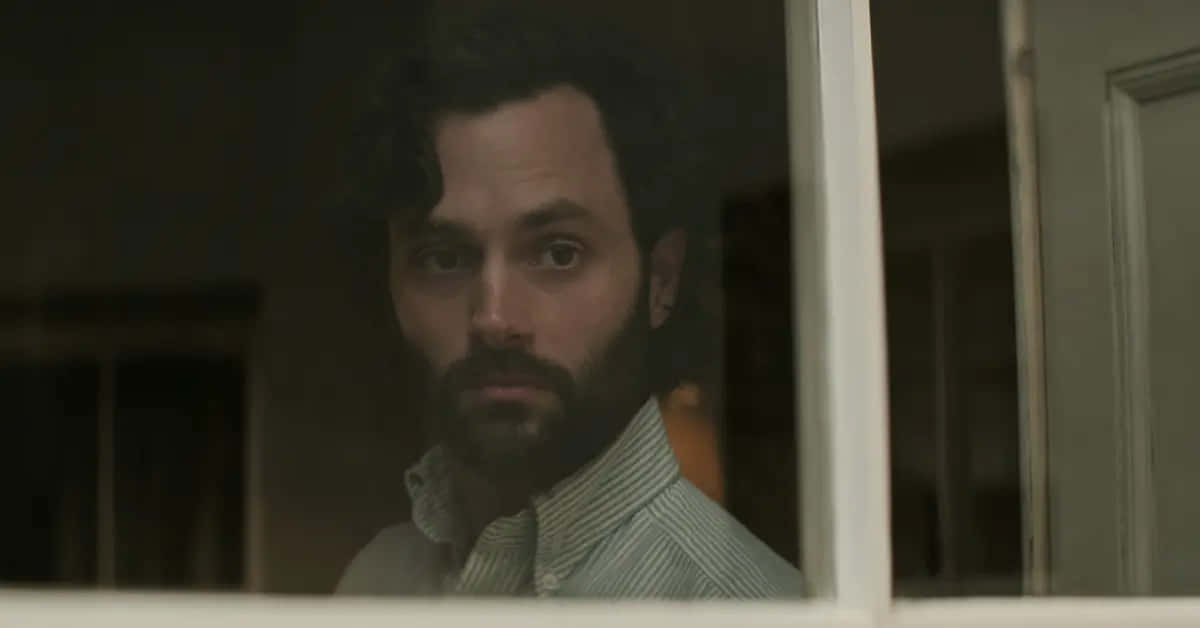 You Season 4, man with a beard, window pane, SD Desktop Wallpaper