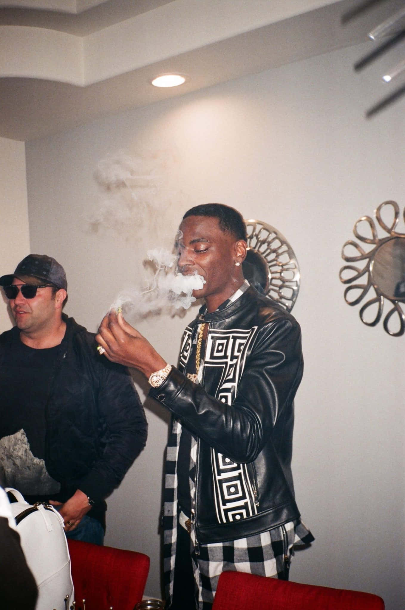Young Dolph, black leather jacket, sunglasses, Full HD Phone Wallpaper