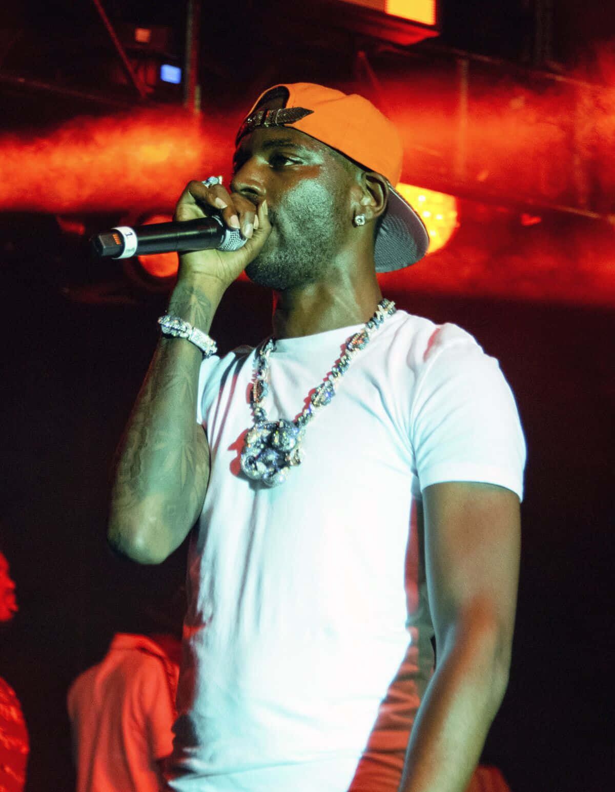 Young Dolph, orange cap, white tee, HD Phone Wallpaper