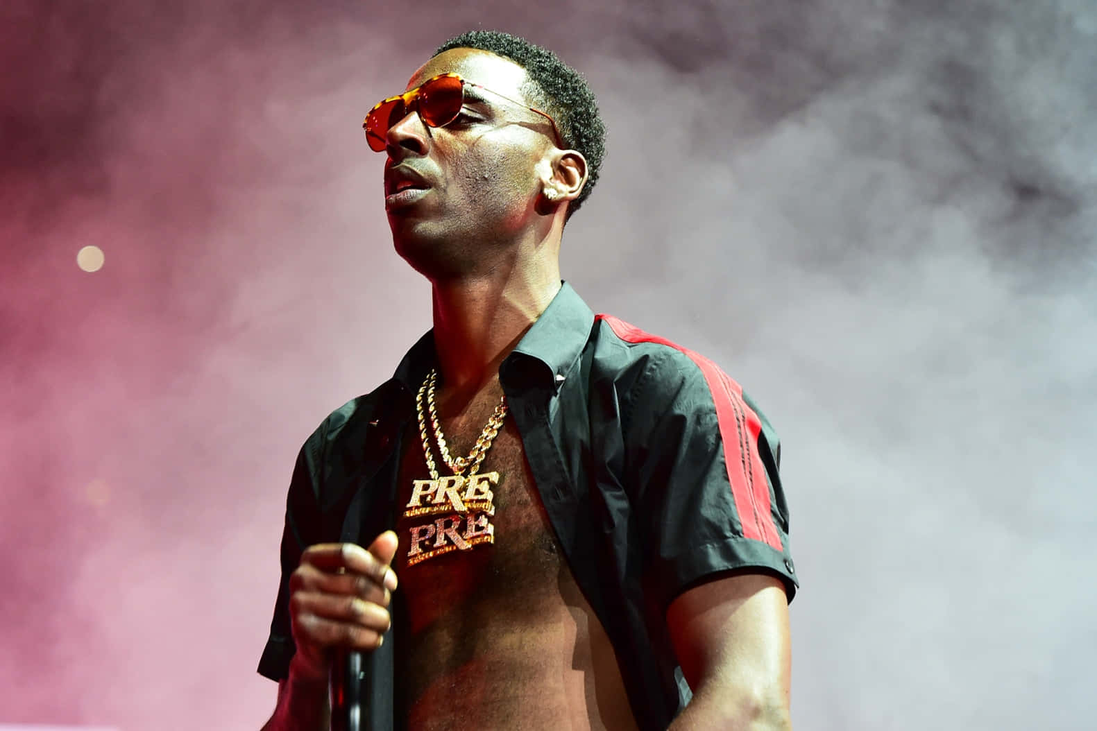 Young Dolph, orange sunglasses, black shirt, HD Desktop Wallpaper