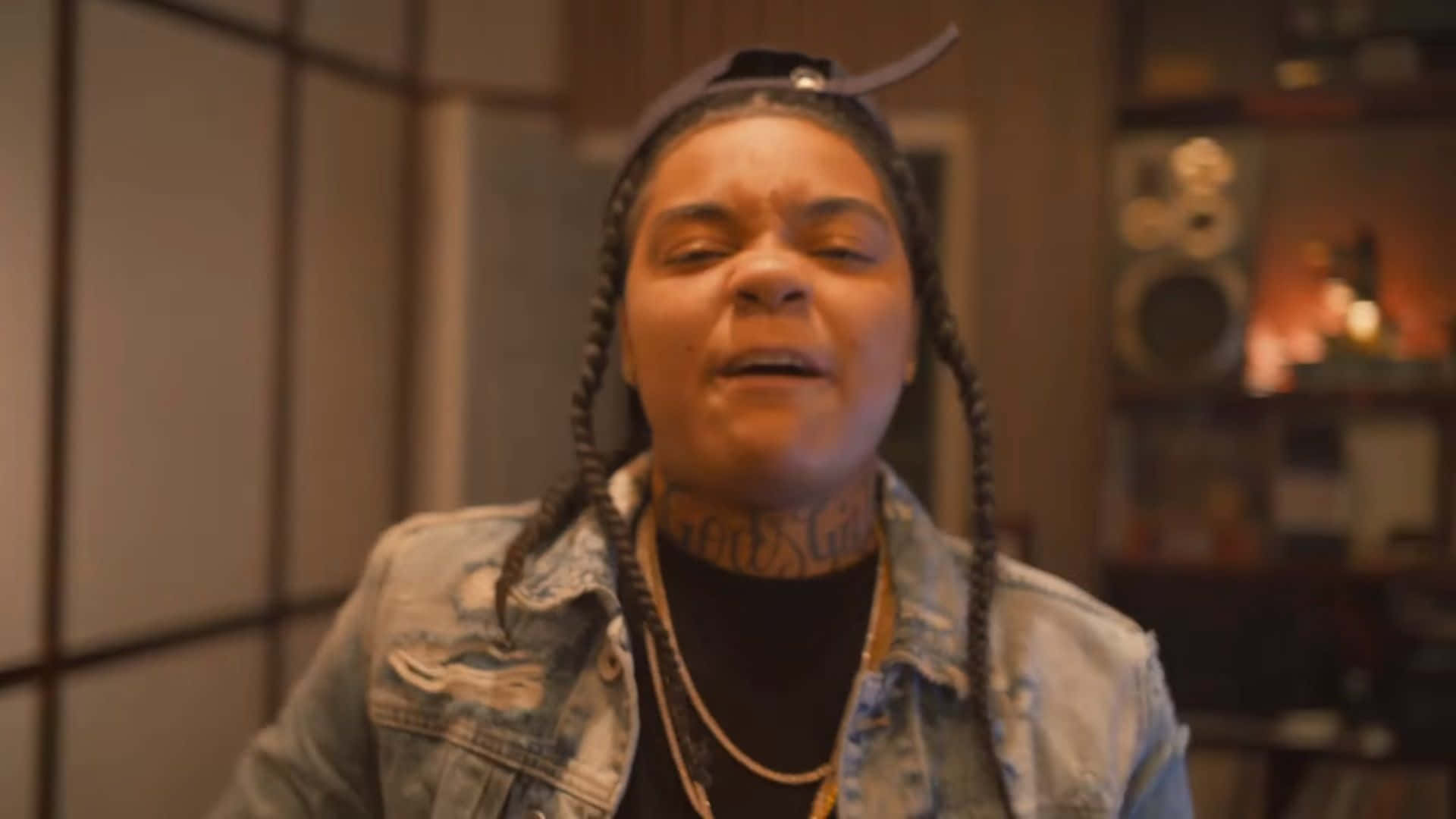 Young Ma, denim jacket, braided hair, Full HD Desktop Wallpaper