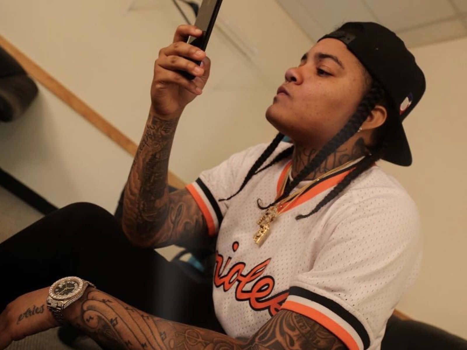 Young Ma, baseball jersey, backward cap, HD Desktop Wallpaper