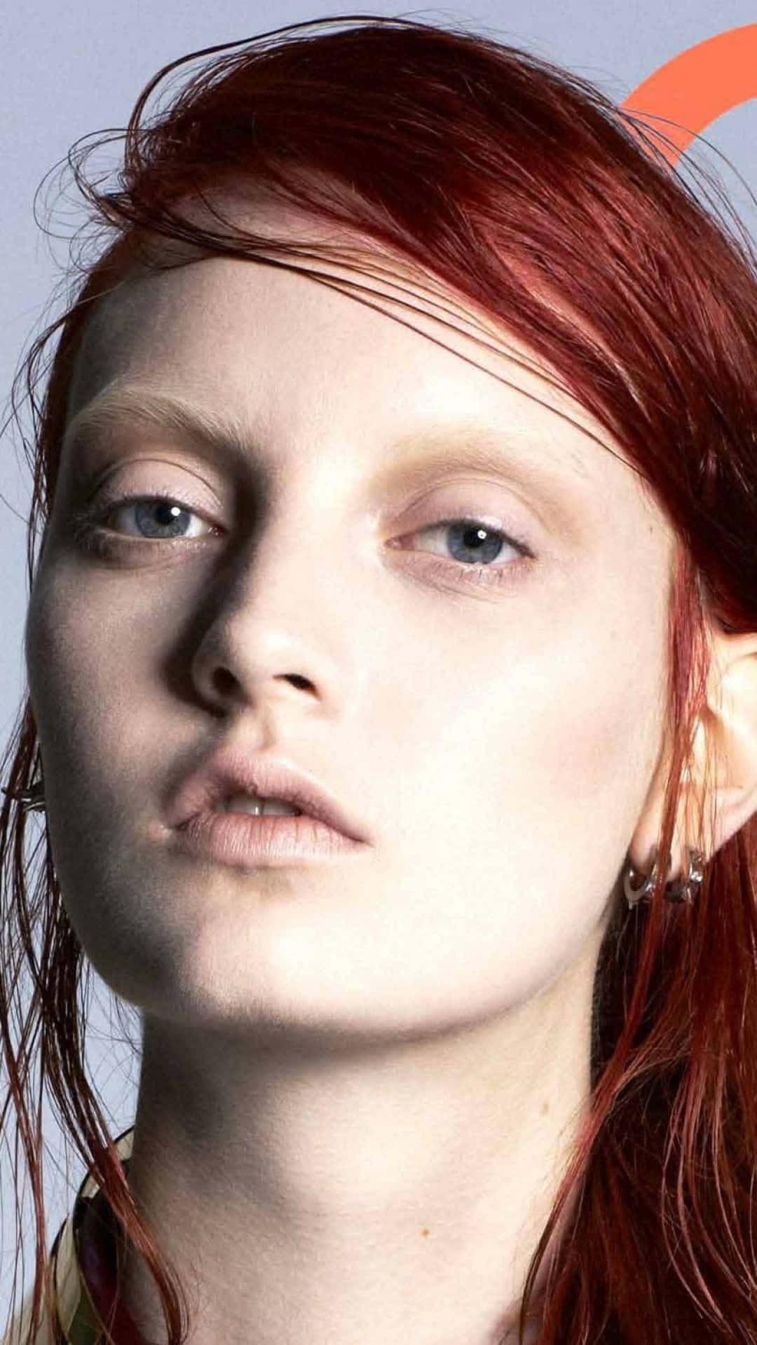 young female model, red hair, piercing blue eyes, Full HD Phone Wallpaper