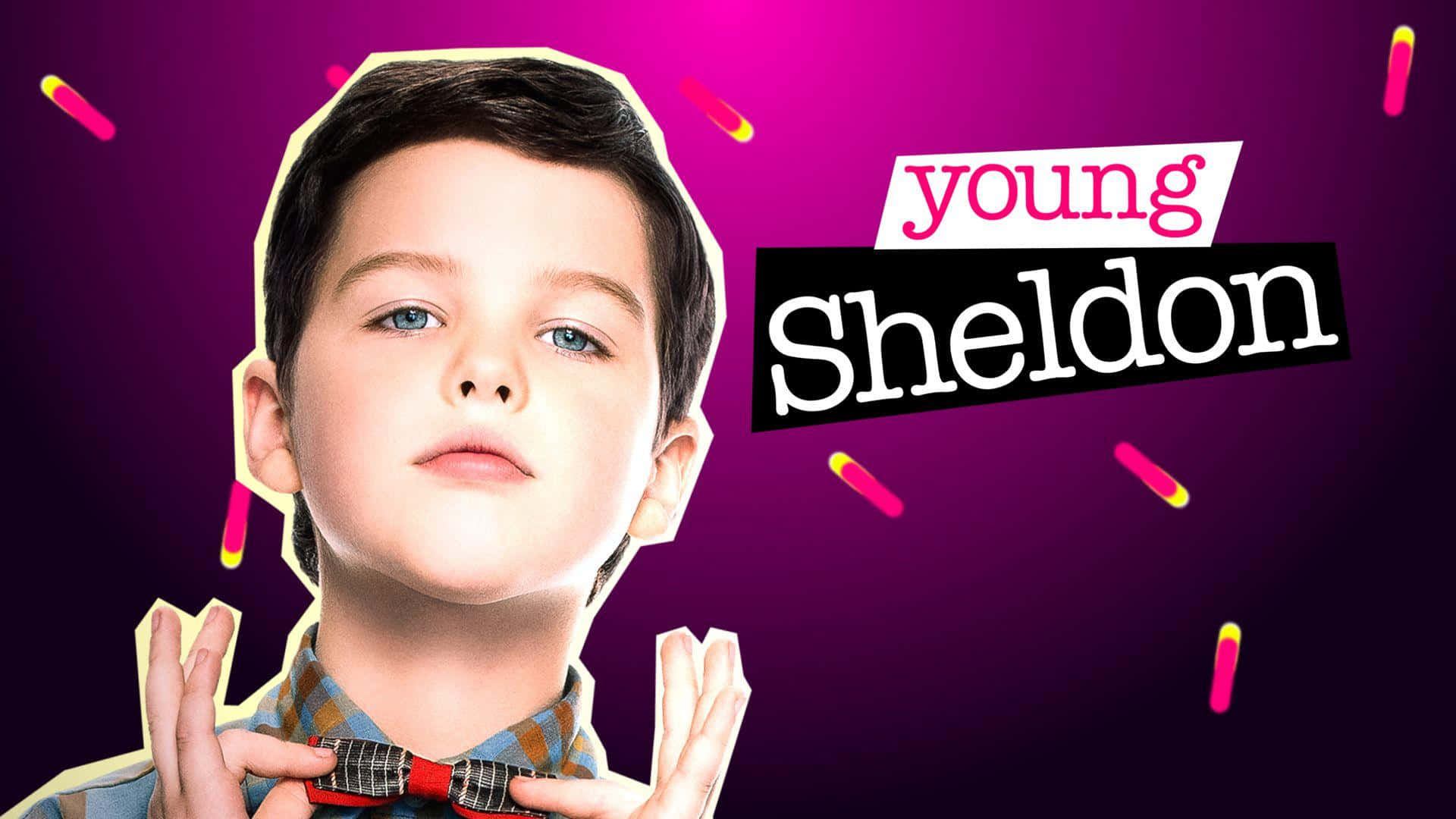 Young Sheldon, blue eyes, bowtie, Full HD Desktop Wallpaper