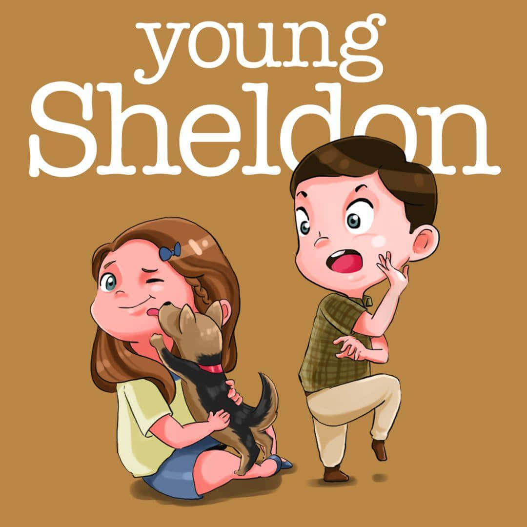 Young Sheldon, cartoon girl, dog, SD Desktop Wallpaper
