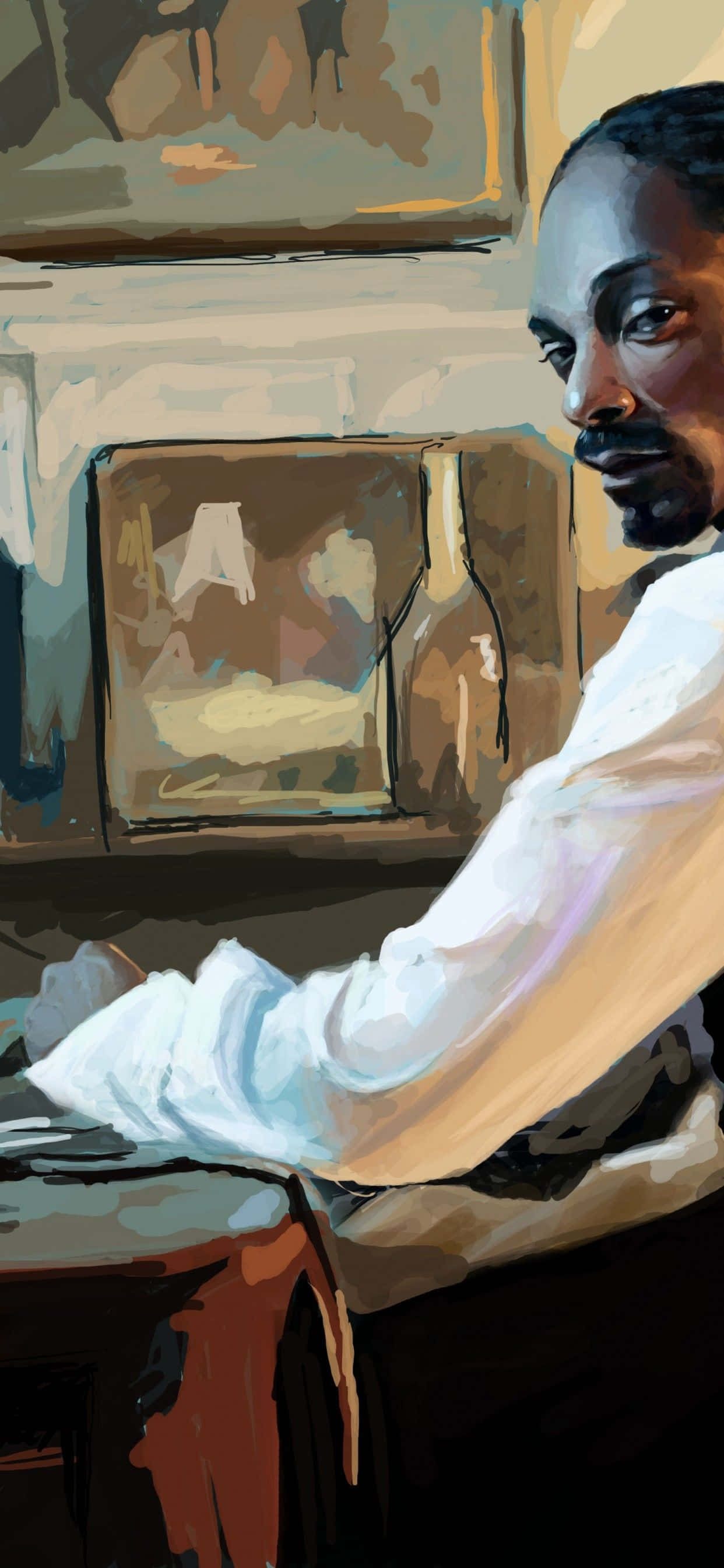 Young Snoop Dogg, peace sign, vibrant colors, 2K Phone Wallpaper