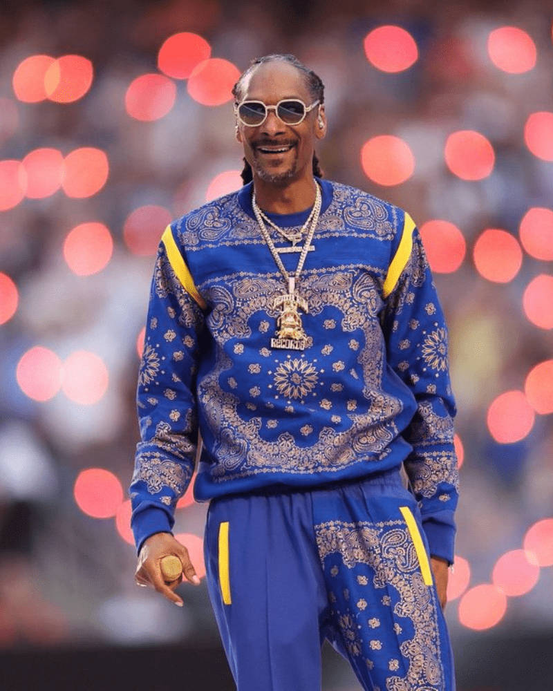 Snoop Dogg, blue paisley tracksuit, gold accents, SD Phone Wallpaper