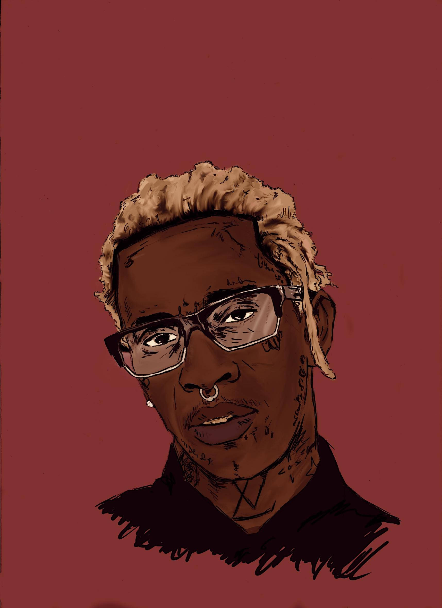 Young Thug, glasses, blonde dreadlocks, Full HD Phone Wallpaper