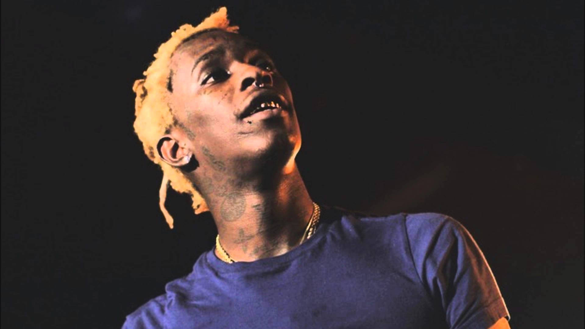 Young Thug, bright yellow dreadlocks, blue shirt, Full HD Desktop Wallpaper