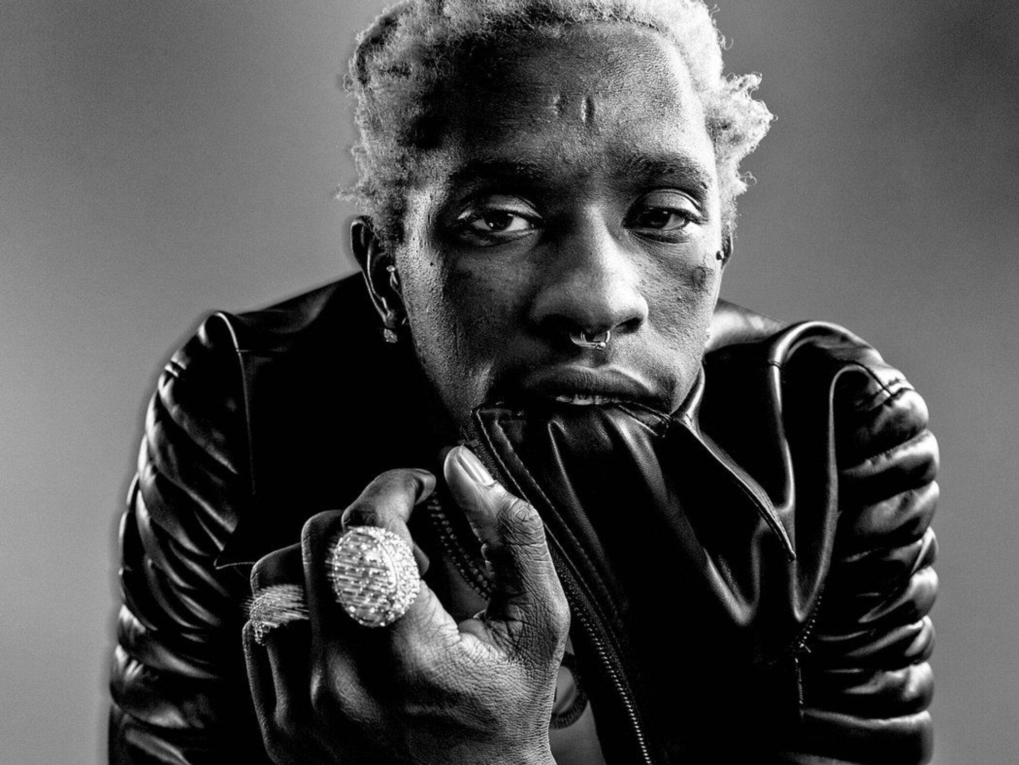 Young Thug, black and white portrait, textured hair, Full HD Desktop Wallpaper