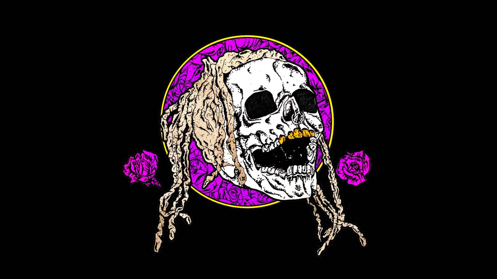 Young Thug, skull art t-shirt, dreadlocks, Full HD Desktop Wallpaper