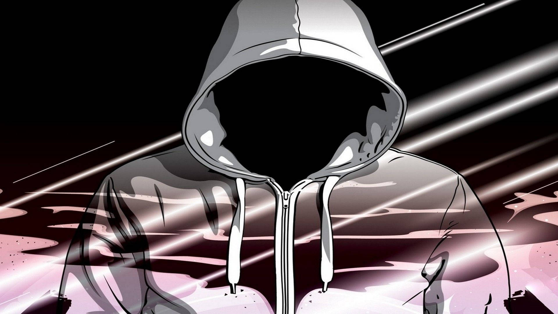 bad boy hoodie, pink and silver light, hooded figure, Full HD Desktop Wallpaper