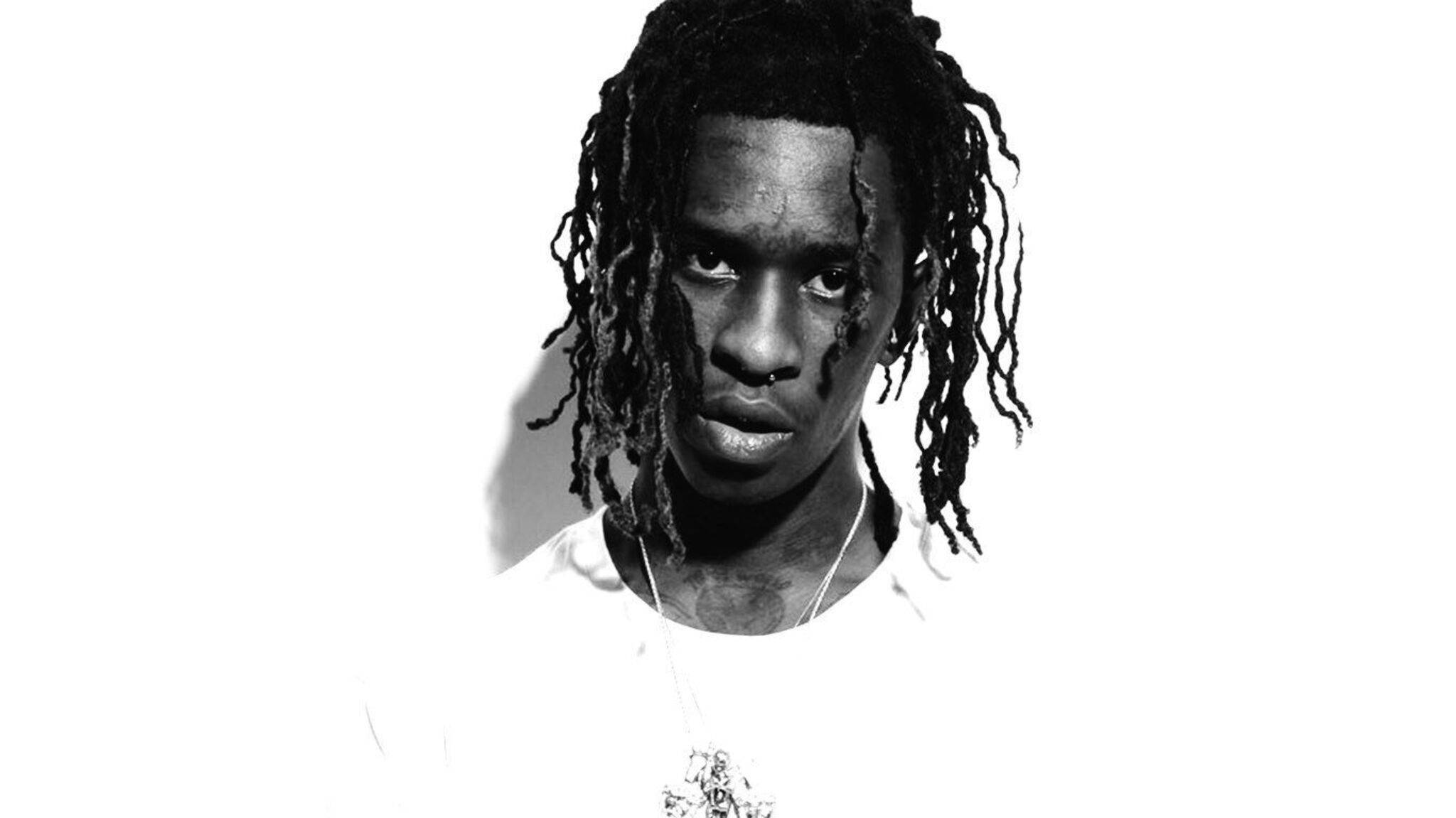 Young Thug, dreadlocks, black and white portrait, Full HD Desktop Wallpaper
